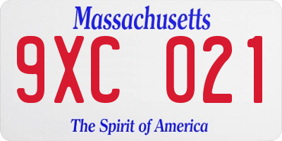 MA license plate 9XC021