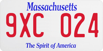 MA license plate 9XC024