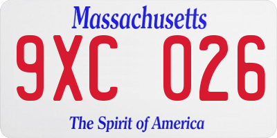 MA license plate 9XC026