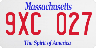 MA license plate 9XC027