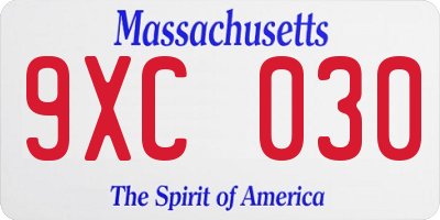 MA license plate 9XC030