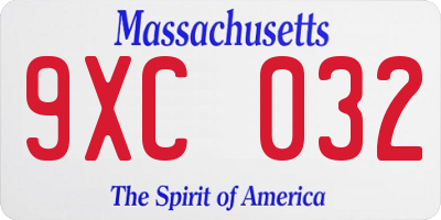 MA license plate 9XC032
