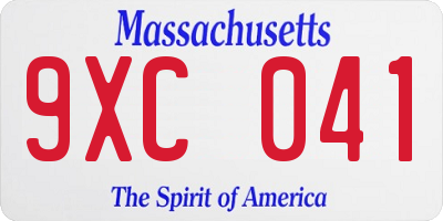 MA license plate 9XC041