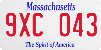 MA license plate 9XC043
