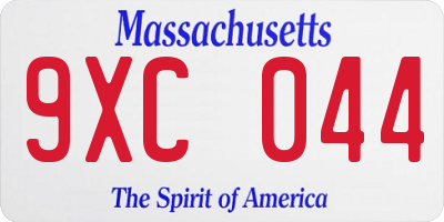 MA license plate 9XC044
