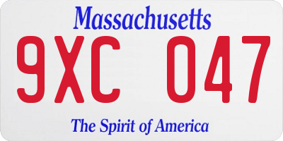 MA license plate 9XC047