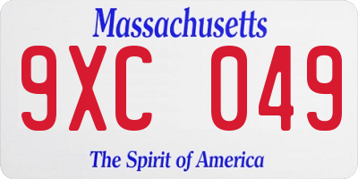 MA license plate 9XC049