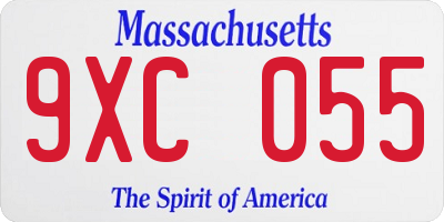 MA license plate 9XC055