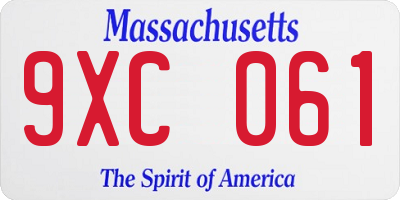 MA license plate 9XC061