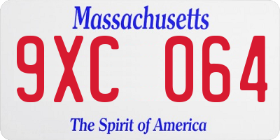 MA license plate 9XC064