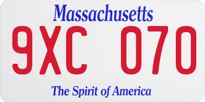 MA license plate 9XC070