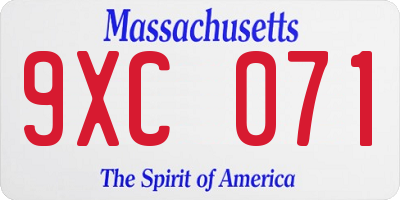 MA license plate 9XC071