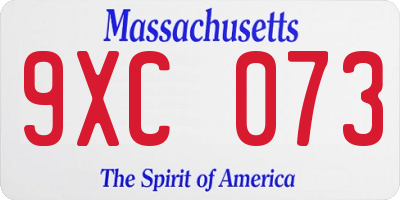 MA license plate 9XC073