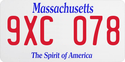 MA license plate 9XC078