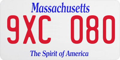MA license plate 9XC080