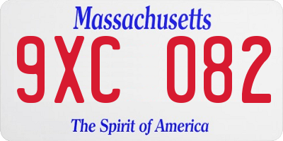 MA license plate 9XC082