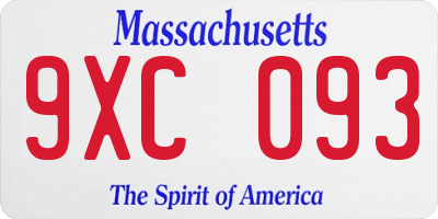 MA license plate 9XC093