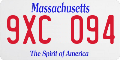 MA license plate 9XC094