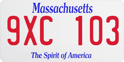 MA license plate 9XC103