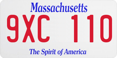 MA license plate 9XC110