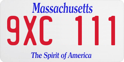 MA license plate 9XC111