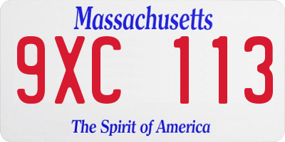 MA license plate 9XC113