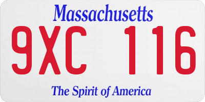 MA license plate 9XC116