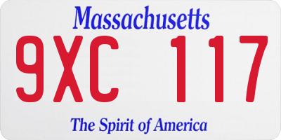 MA license plate 9XC117