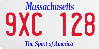 MA license plate 9XC128
