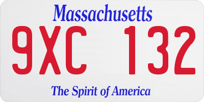 MA license plate 9XC132