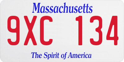 MA license plate 9XC134