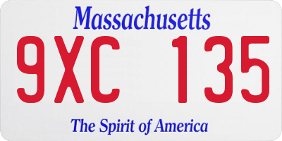 MA license plate 9XC135