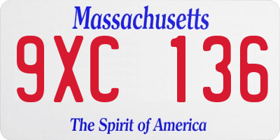 MA license plate 9XC136