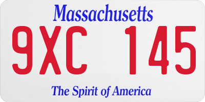 MA license plate 9XC145