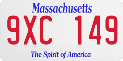 MA license plate 9XC149