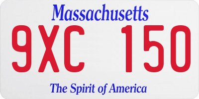 MA license plate 9XC150
