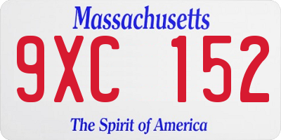 MA license plate 9XC152