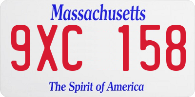 MA license plate 9XC158