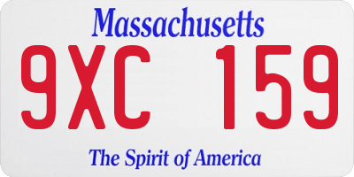 MA license plate 9XC159