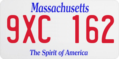 MA license plate 9XC162
