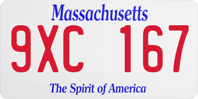 MA license plate 9XC167