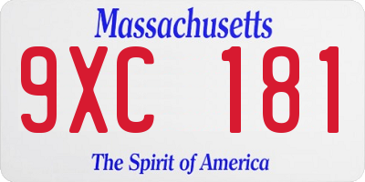 MA license plate 9XC181