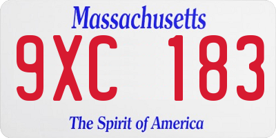 MA license plate 9XC183