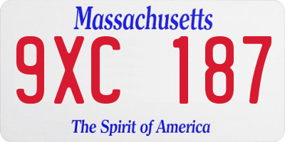 MA license plate 9XC187