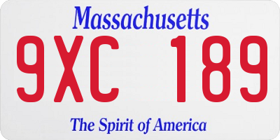 MA license plate 9XC189