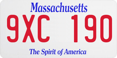 MA license plate 9XC190