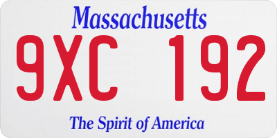 MA license plate 9XC192