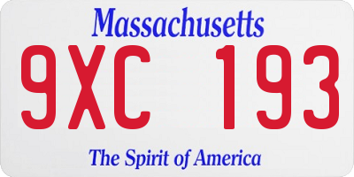 MA license plate 9XC193