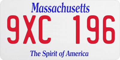 MA license plate 9XC196