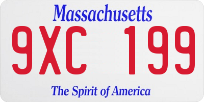 MA license plate 9XC199